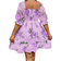 Shein Plus Elegant Vacation Dress With Flower Print Mauve Purple 0XL,1XL,2XL,3XL,4XL