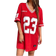 Shein Casual Sports Game Letter Number Graphic Red Loose VNeck Short Sleeve TShirt Dress For Summer