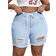 Shein Große Größen Einfarbige zerrissene Denim-Shorts mit Fransen-Kanten und Taschen für den lässigen Sommer