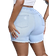 Shein Große Größen Einfarbige zerrissene Denim-Shorts mit Fransen-Kanten und Taschen für den lässigen Sommer