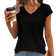 Shein Solid V Neck Batwing Sleeve Tee For Summer