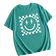 Shein Womens Summer Casual Fit Casual TShirt With Smile Face Checkerboard Print Round Neck And Drop Shoulder Sleeves