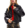 ASOS DESIGN Bomberjacke in Schwarz mit Leder-Optik und Strick-Kragen