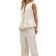 NA-KD Pleated Linen-Blend Top - Beige