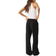 Stradivarius Petite Sort bukser hørblanding-Black
