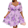 Shein Plus Elegant Vacation Dress With Flower Print Mauve Purple 0XL,1XL,2XL,3XL,4XL