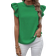 Shein Collared Solid Color Ruffled Hem Short Sleeve Shirt