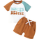 Shein Baby Boys Letter Print TShirt With Pocket And Shorts Set SpringSummer