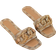 Shein New Style Four-season Casual, Comfortable, Slip-resistant, Wear-resistant Square-toe Brown Patterned Flat Sandals With Metallic Buckle