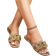 Shein New Style Four-season Casual, Comfortable, Slip-resistant, Wear-resistant Square-toe Brown Patterned Flat Sandals With Metallic Buckle