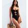 New Look Cutout Swirl Applique Swimsuit - Black