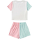 Shein Girls Heart Print Colourblock Tee Knot Front Shorts