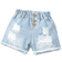 Shein Baby Ripped Raw Cut Ripped Raw Hem Paperbag Waist Denim Shorts