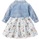 Shein Baby Flap Pocket Denim Jacket & Floral Print Ruffle Hem Cami Dress