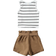 Shein Girls Striped Tank Top & Paperbag Waist Belted Shorts Set