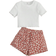 Shein Toddler Girls Lettuce Trim Tee & Floral Print Shorts