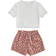 Shein Toddler Girls Lettuce Trim Tee & Floral Print Shorts