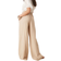 Stradivarius Wide Leg Linen Trousers - Stone