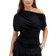 NA-KD Soft Line Draped Top - Black