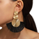 Shein 1pair Exaggerated Geometric Circle & Tassel Dangle Earrings With Bohemian Style Fan Shape For Women