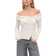 Gina Tricot Off Shoulder Rib Top - Cremefarvet