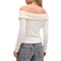 Gina Tricot Off Shoulder Rib Top - Cremefarvet