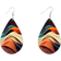Shein 1 Pair Double Sided Rainbow Print Water Drop Wooden Hook Earrings For Women