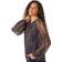 Roman Geometric Print Shimmer Plisse Top - Copper
