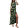 Topshop High Neck Open Back Frill Maxi Dress in Blurred Blue Floral - Multi