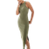 New Look Rib Jersey Racer Midi Dress - Khaki Green