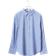Gina Tricot Linen Blend Oversized Shirt - Navy Blue/White Stripes