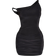 PrettyLittleThing Petite Double Slinky Asymmetric Neckline Twist Detail Mini Dress - Black