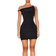 PrettyLittleThing Petite Double Slinky Asymmetric Neckline Twist Detail Mini Dress - Black