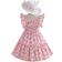 Shein Young Girls Mexican Children`S Day Summer Season Colorful Dopamine Pink Full Printed Slim Fitting Middle-Length Dress For Summer