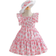 Shein Young Girls Mexican Children`S Day Summer Season Colorful Dopamine Pink Full Printed Slim Fitting Middle-Length Dress For Summer