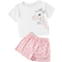 Shein Girls Long Neck Deer Printed Pajamas Set Including Top And Pants