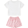 Shein Girls Long Neck Deer Printed Pajamas Set Including Top And Pants