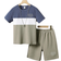 Shein Boys Colourblock Slogan Graphic Tee Shorts Without Necklace