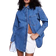 River Island Womens Striped Oversized Denim Shirt - Lightwash Blue