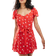 ASOS DESIGN Button Through Mini Tea Dress - Red Ditsy Floral Print/Multi
