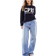 ASOS DESIGN Posede Jeans Med Vide Ben I Lys Vask - Blå