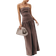 PrettyLittleThing Stretch Woven Bandeau Ruched Maxi Dress - Taupe