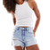 Pull&Bear Ljusblå Jeansshorts Med Revor