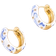 Shein pair Oriental Style BlueAndWhite Porcelain Enamel Cloisonne Hoop Earrings With GoldPlated