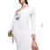 MISSYEMPIRE Asymmetric Fold Over Shoulder Drape Detail Bodycon Maxi Dress - White