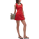 Topshop Square Neck Embroidery Mini Dress - Red