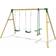 Rebo Wooden Triple Garden Swing Sets Neptune Green