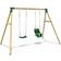 Rebo Wooden Garden Double Swing Sets Luna Green