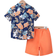 Shein Boys Floral Print Shirt & Shorts Without Tee
