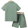 Shein Boys Solid Pocket Patched Button Up Shirt & Shorts Without Tee